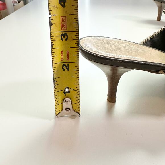 Ann Taylor Loft Women's 8M 8 Brown Leather & Stitching Slip On Heeled Sandals - Picture 8 of 8